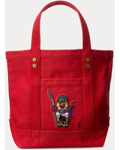 Polo Ralph Lauren Polo Bear Small Canvas Tote - Red