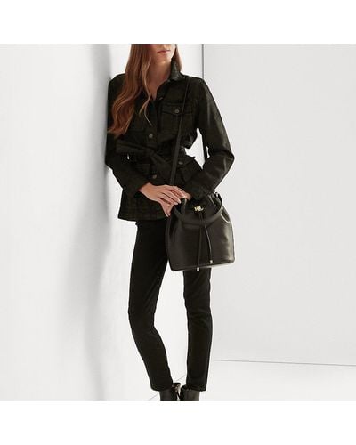 Lauren by Ralph Lauren Leather Large Andie Drawstring Bag - Black