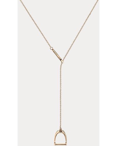 Ralph Lauren Collana lariat in oro rosa con staffa - Bianco