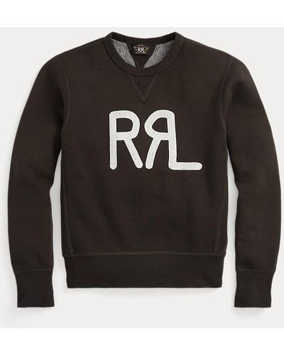 RRL Fleece-Sweatshirt mit Logo - Schwarz