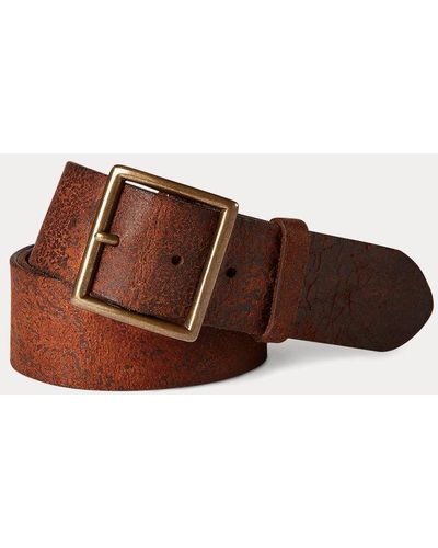 RRL Distressed Leather Belt - Brown