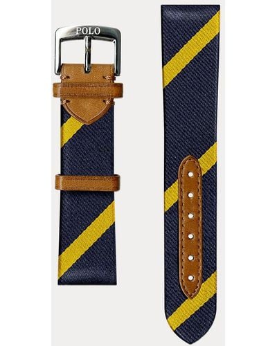 Polo Ralph Lauren Bar-stripe Silk Watch Strap - Blue