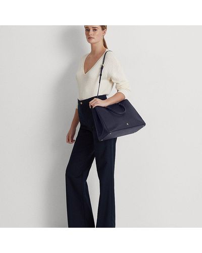 Ralph Lauren Lauren - Bolso satchel grande Hanna de piel - Azul