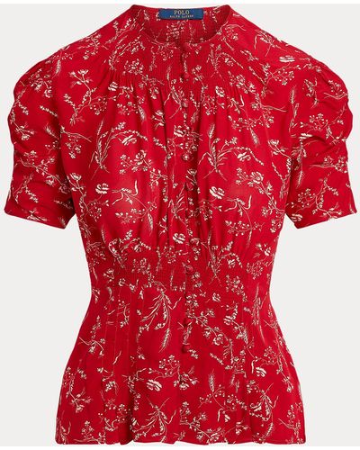 Polo Ralph Lauren Geblümte Bluse aus Crêpe - Rot