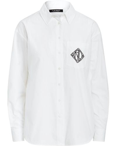 Ralph Lauren Logo Cotton Broadcloth Shirt - White
