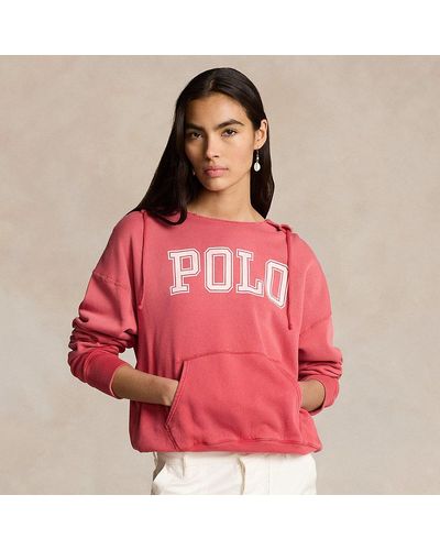 Polo Ralph Lauren Logo Split-neck Fleece Hoodie - Red