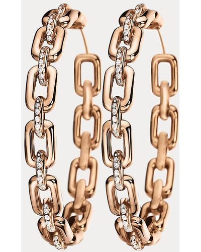 Ralph Lauren Pave Rose Gold Hoop Earrings - Pink