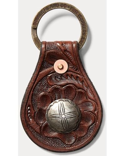 RRL Tooled Leather Key Fob - Brown