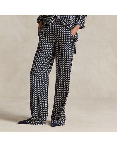 Polo Ralph Lauren Geo-motif Silk Wide-leg Trouser - Black