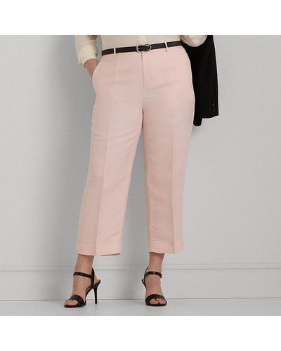 Lauren by Ralph Lauren Ralph Lauren Linen-blend-twill Cropped Pant - Pink
