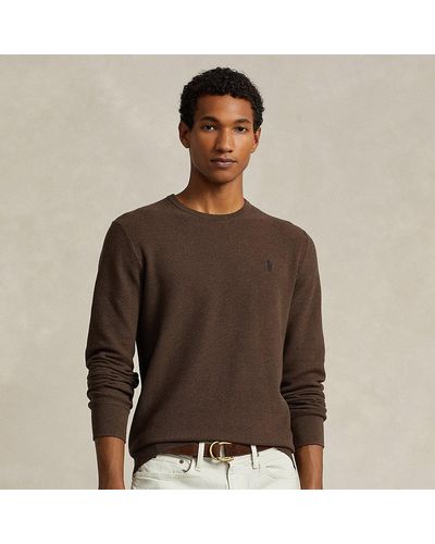 Ralph Lauren Textured Cotton Crewneck Sweater - Brown