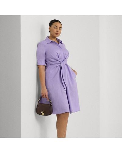 Lauren by Ralph Lauren Ralph Lauren Tie-front Linen Shirtdress - Purple