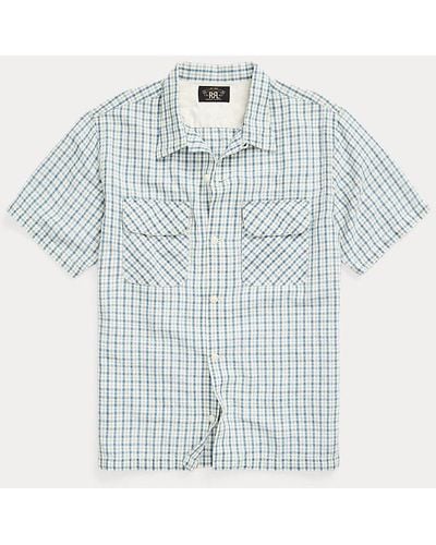 RRL Checked Cotton-linen Camp Shirt - Blue