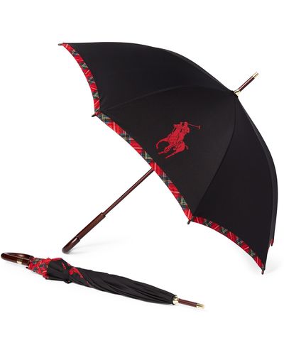 Ralph Lauren Big Pony Plaid Umbrella - Black