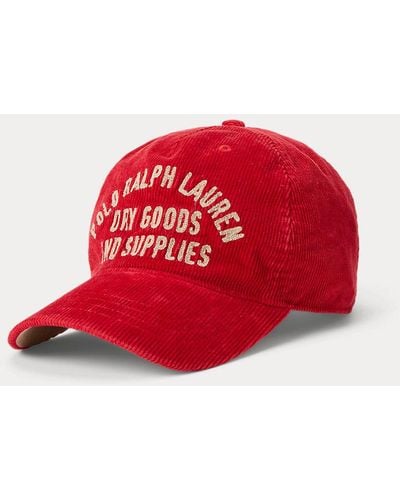 Polo Ralph Lauren Gorra de pana con bordado - Rojo