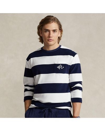 Ralph Lauren Standard Fit Badstof T-shirt Met Monogram - Blauw