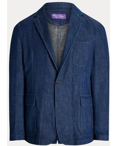 Ralph Lauren Purple Label Giacca Kent in denim confezionata a mano - Blu