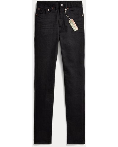 RRL Skinny Jeans Met Stretch En Hoge Taille - Zwart