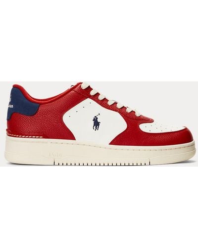Ralph Lauren Masters Court Leather Trainer - Red