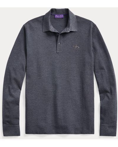 Ralph Lauren Purple Label Polo in piqué di lana - Blu
