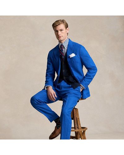 Polo Ralph Lauren Pleated Linen Trouser - Blue