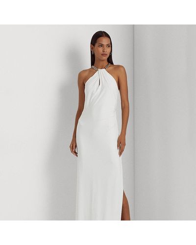 Ralph Lauren Neckholder-Kleid aus Jersey - Weiß