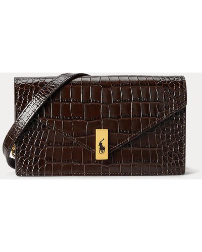 Polo Ralph Lauren Polo Id Croc-embossed Chain Wallet & Bag - Brown