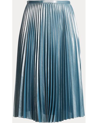 Lauren by Ralph Lauren Jupe plissée en mousseline de soie - Bleu