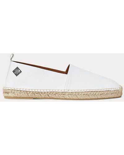 Ralph Lauren Purple Label Bowsworth Monogram Canvas Espadrilles - Wit