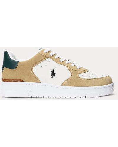Ralph Lauren Masters Court Leather-suede Trainer - Natural