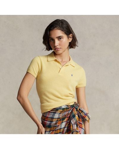Polo Ralph Lauren Slim Fit Cashmere Polo Shirt - Yellow