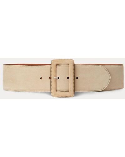 Ralph Lauren Collection Trench-buckle Calf-suede Belt - Natural