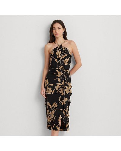 Lauren by Ralph Lauren Ralph Lauren Floral Georgette Halter Dress - Black