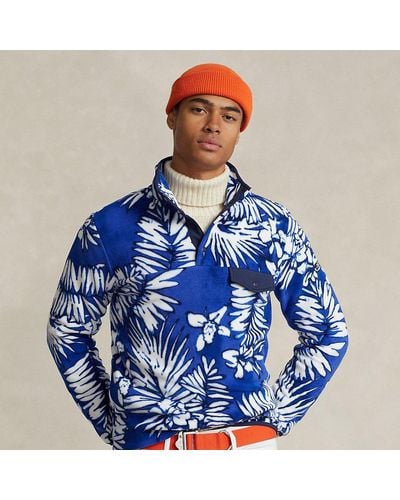 Polo Ralph Lauren Geborstelde Fleece Trui Met Palmbladeren - Blauw