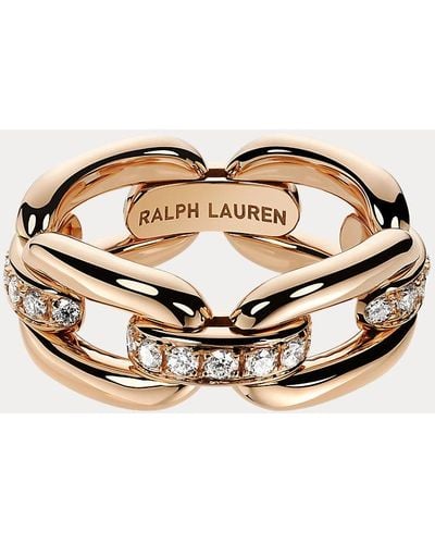 Ralph Lauren Anello in oro rosa con pavé di diamanti - Metallizzato