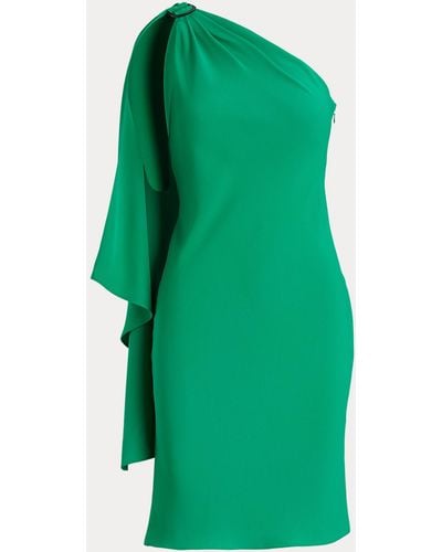 Ralph Lauren Georgette One-shoulder Cocktail Dress - Green