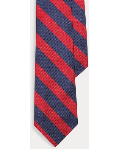 Polo Ralph Lauren Schmale Seidenrips-Krawatte mit Streifen - Rot