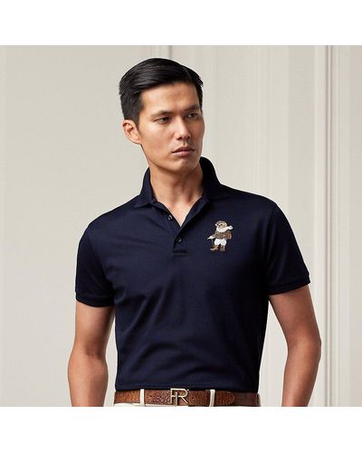 Ralph Lauren Purple Label Polo Custom Slim Fit con Polo Bear - Azul