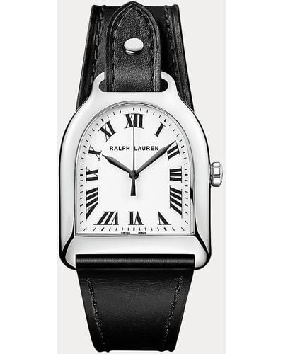 Ralph Lauren Reloj mediano con esfera blanca de acero - Negro