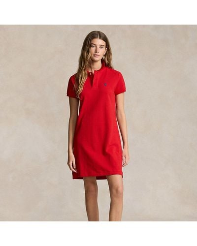 Ralph Lauren Cotton Mesh Polo Dress - Red