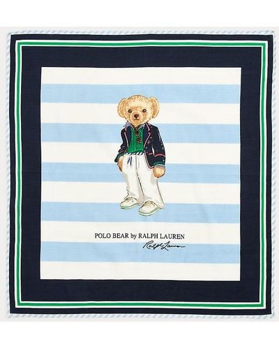 Polo Ralph Lauren Katoen-zijden Sjaal Met Polo Bear - Blauw