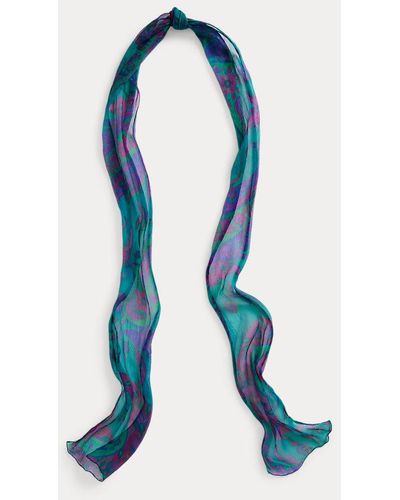 Ralph Lauren Collection Sciarpa in chiffon con motivo cashmere - Blu