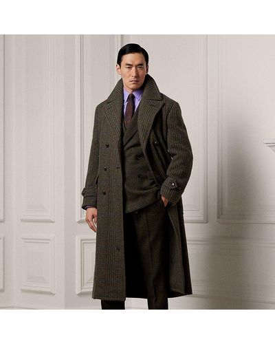Ralph Lauren Purple Label Cappotto in lana principe di Galles - Nero