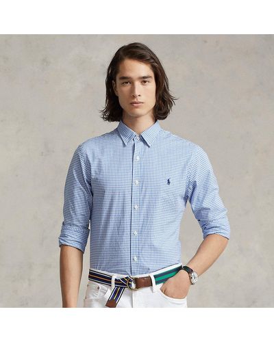 Polo Ralph Lauren Slim Fit Checked Stretch Poplin Shirt - Blue