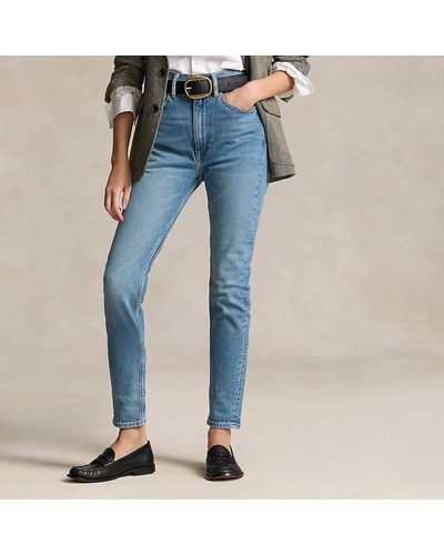 Ralph Lauren Super-Slim-Jeans Tompkins mit hohem Bund - Blau