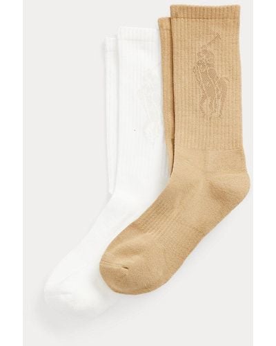 Polo Ralph Lauren Tonal Logo Cotton-blend Crew Sock 2-pack - White