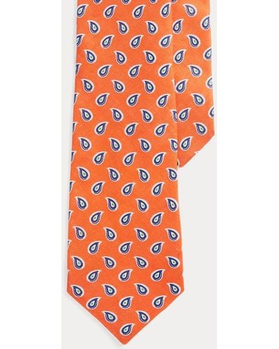 Polo Ralph Lauren Cravatta in lino con stampa a pigne - Arancione