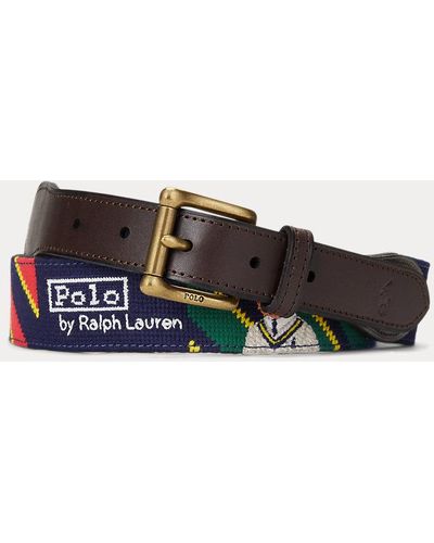 Polo Ralph Lauren Cinturón de rayas con Polo Bear - Blanco