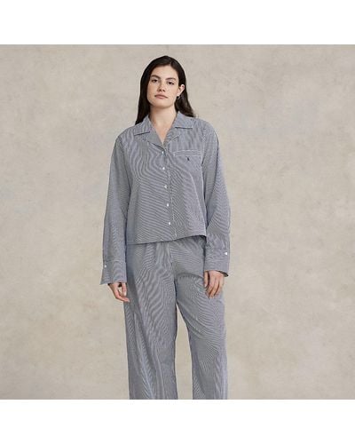 Ralph Lauren Long-sleeve Poplin Pajama Set - Gray