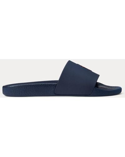 Polo Ralph Lauren Slipper Met Kenmerkende Pony - Blauw